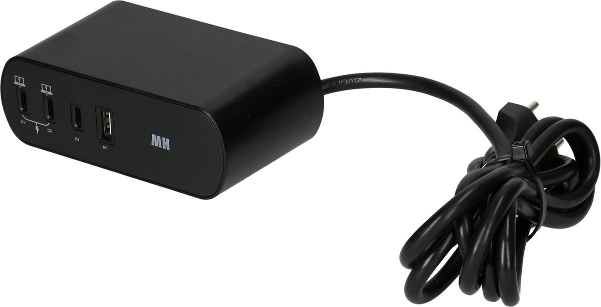 Desktop Charger PD65W 3x USB-C 1x USB-A 2x type 13 noir
