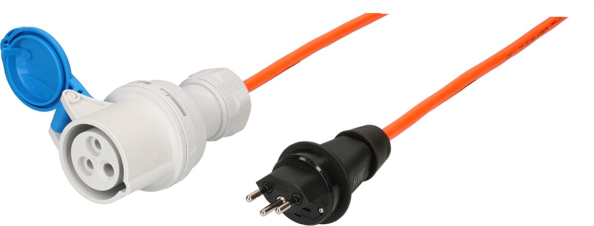 câble adaptateur type 13 IP55 + fusible 10A / CEE16-3 bleu 1.5m