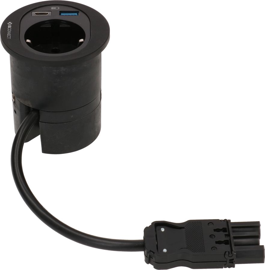 ATOM presa multipla nero 1x Schuko 1x USB-A 1x USB-C