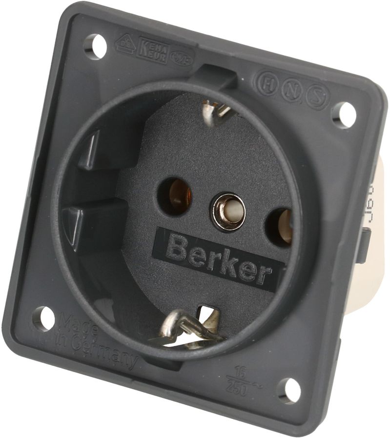 presa 1x Schuko apparecchio + placca frontale Berker Integro ant.