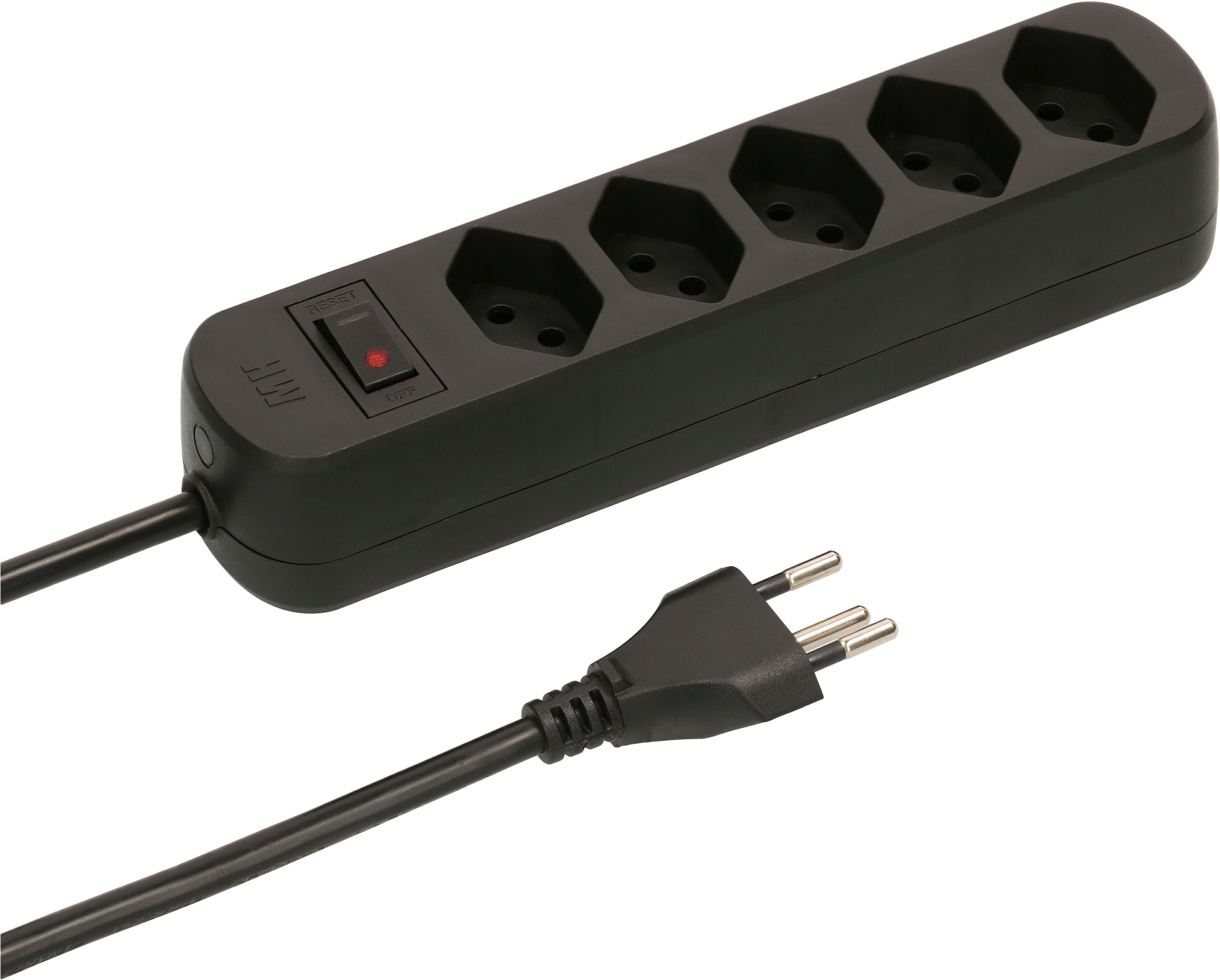 Steckdosenleiste Basic Line 5x Typ 13 schwarz Schalter 5m