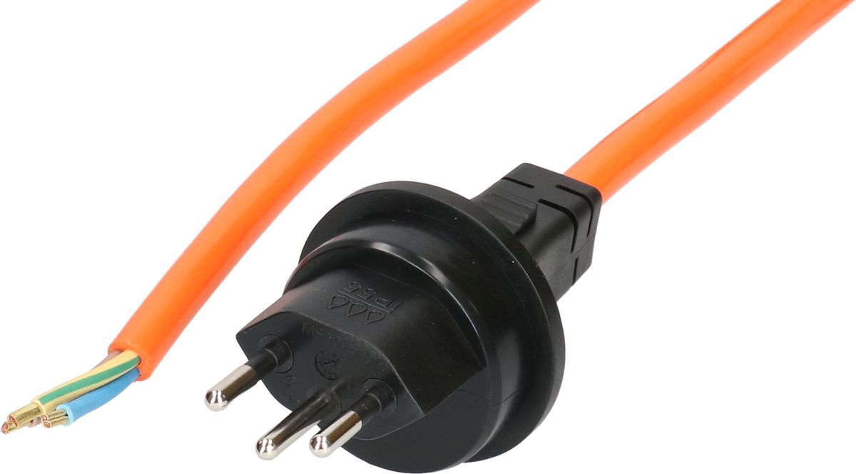 PUR câble secteur H07BQ-F3G1.5mm2 10m orange type 13 IP55