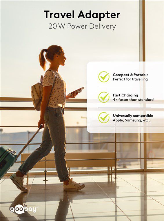 adaptateur de charge rapide USB GaN nano 1x USB-C PD 20W blanc