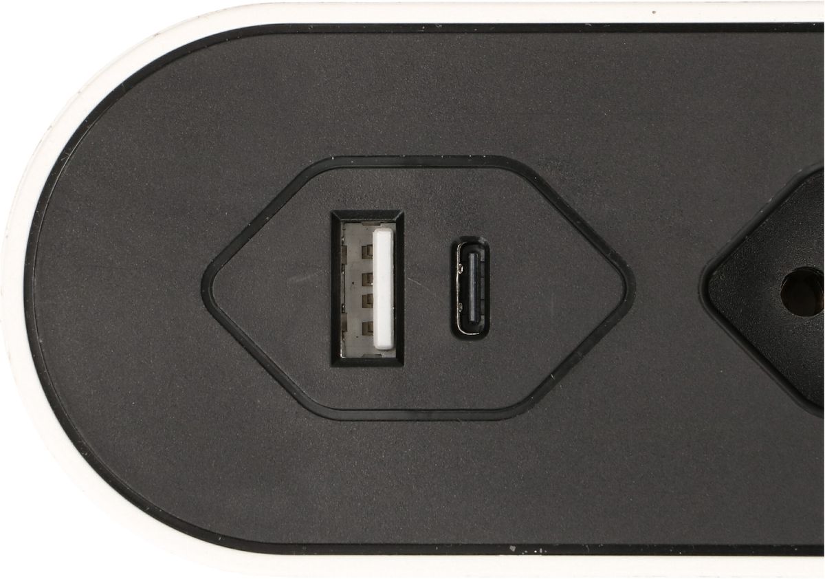 multipresa Design Line 5x tipo 13 USB A+C bi/ne interr. 2.2m pia.