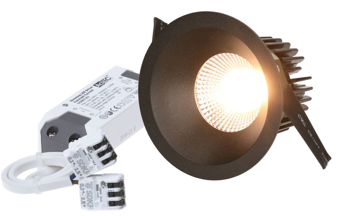 spot encastré à LED ATMO Ø80 noir 3000K 960lm 38°