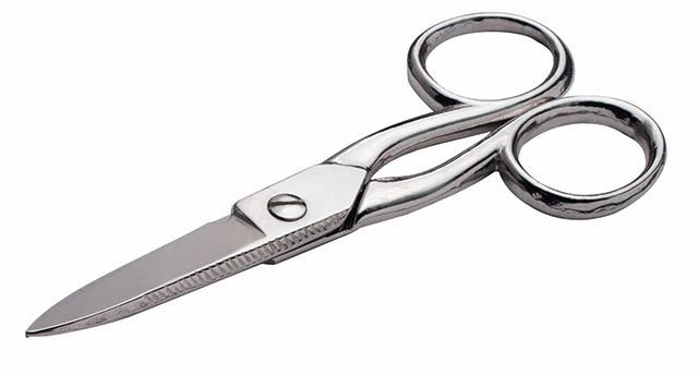 Ciseaux téléphoniques à lame lisse zingué brillant 130mm