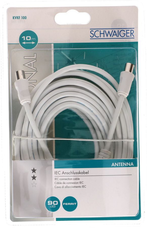 câble de raccordement 90dB 10m blanc noyau de ferrite