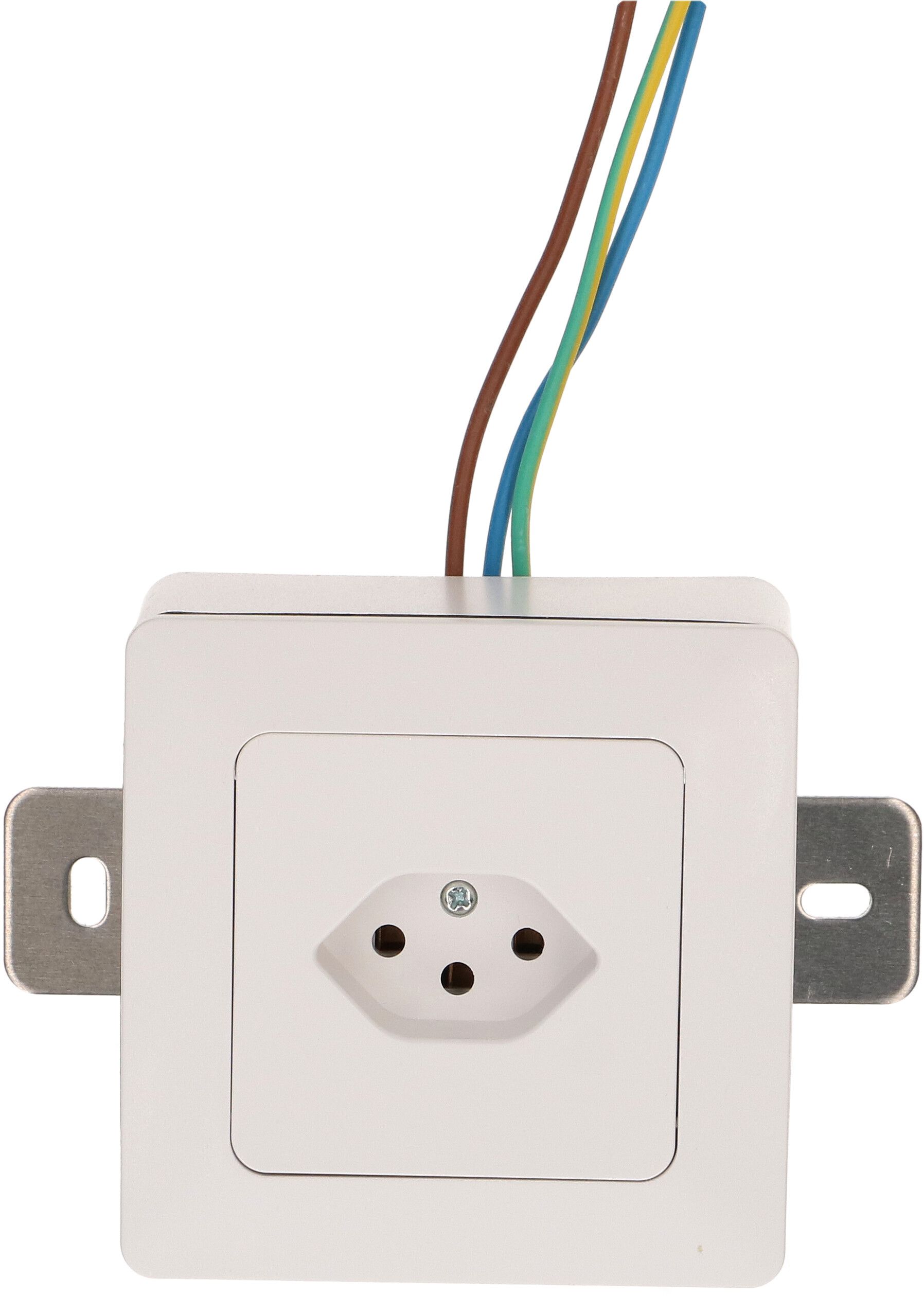 Steckdose 1x Typ 13 AP mit Montagebügel priamos weiss