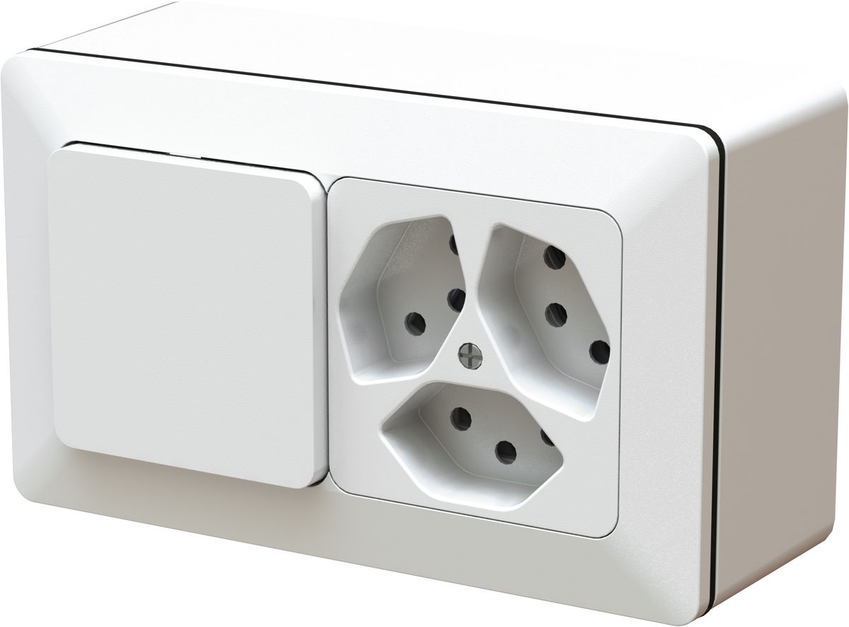 combinaison interrupteur s3 / 3x type 13 ta.1x2 AP priamos blanc