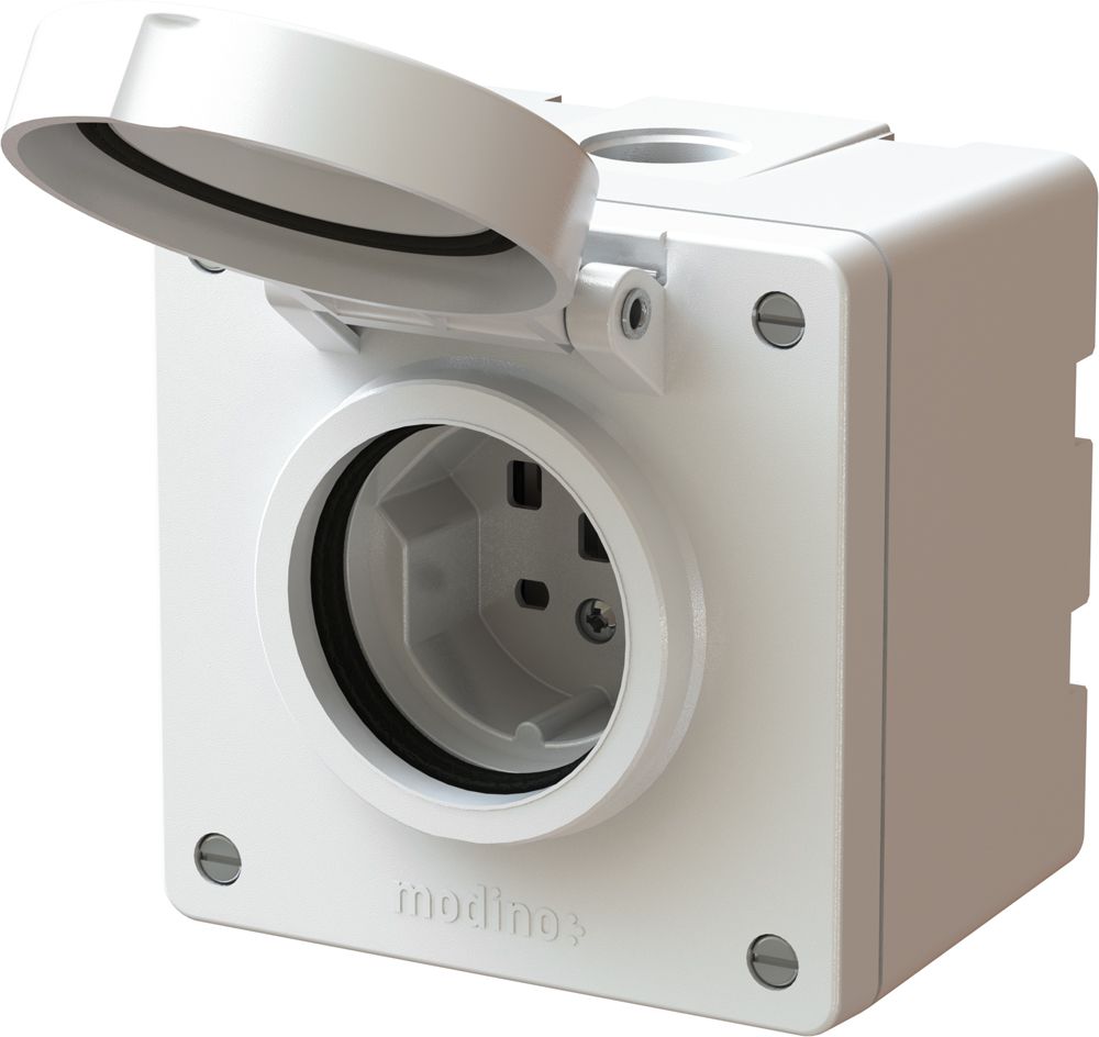 prise 1x type 25 AP exo IP55 blanc