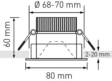 spot encastré à LED SQUARE-4 Ø68 noir 3000K 1025lm 45°