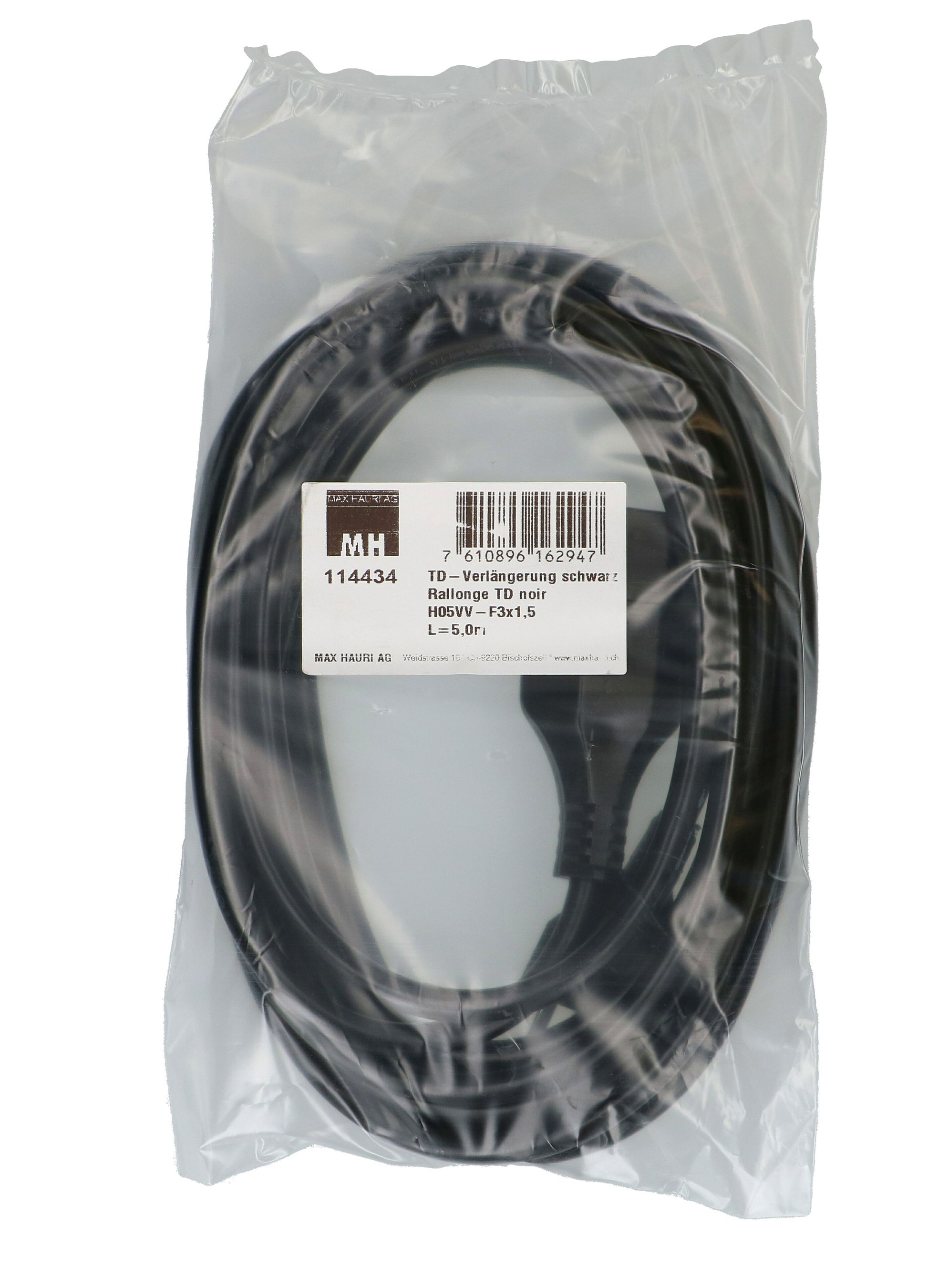 Rallonge TD H05VV-F3G1.5 5m noir type 23 / type 23