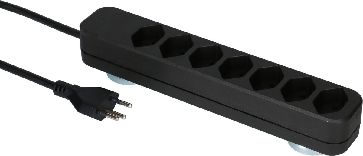 Steckdosenleiste Swiss Line 7x Typ 13 schwarz Magnet 5m