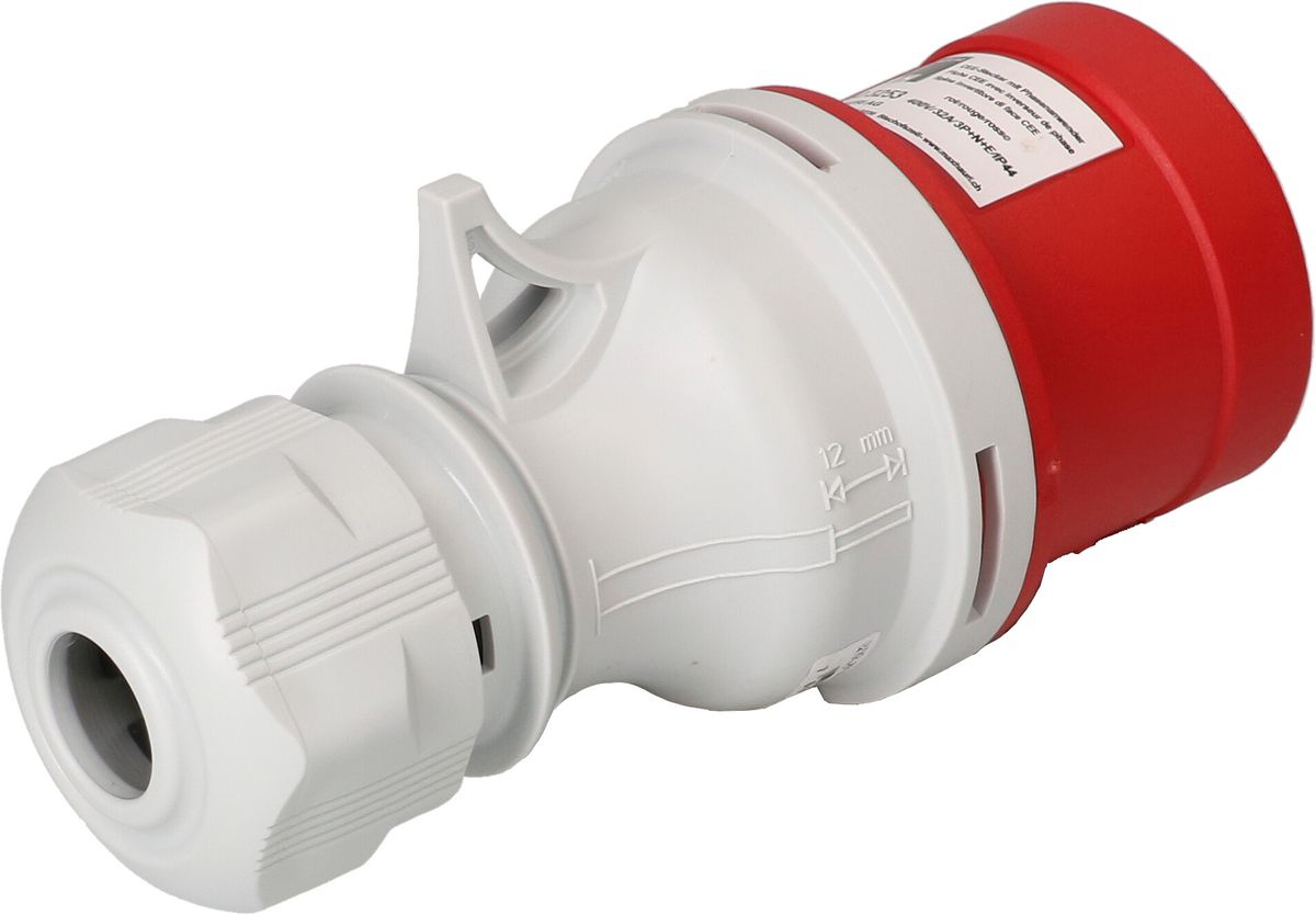 fiche CEE avec inverseur de phase 3P+N+E 400V/32A rouge IP44