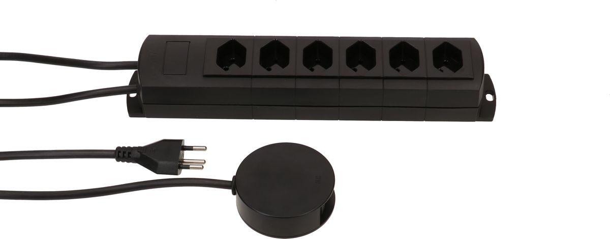 multiprise Prime Line 6x type 13 noir interr. ext. aimant 5m