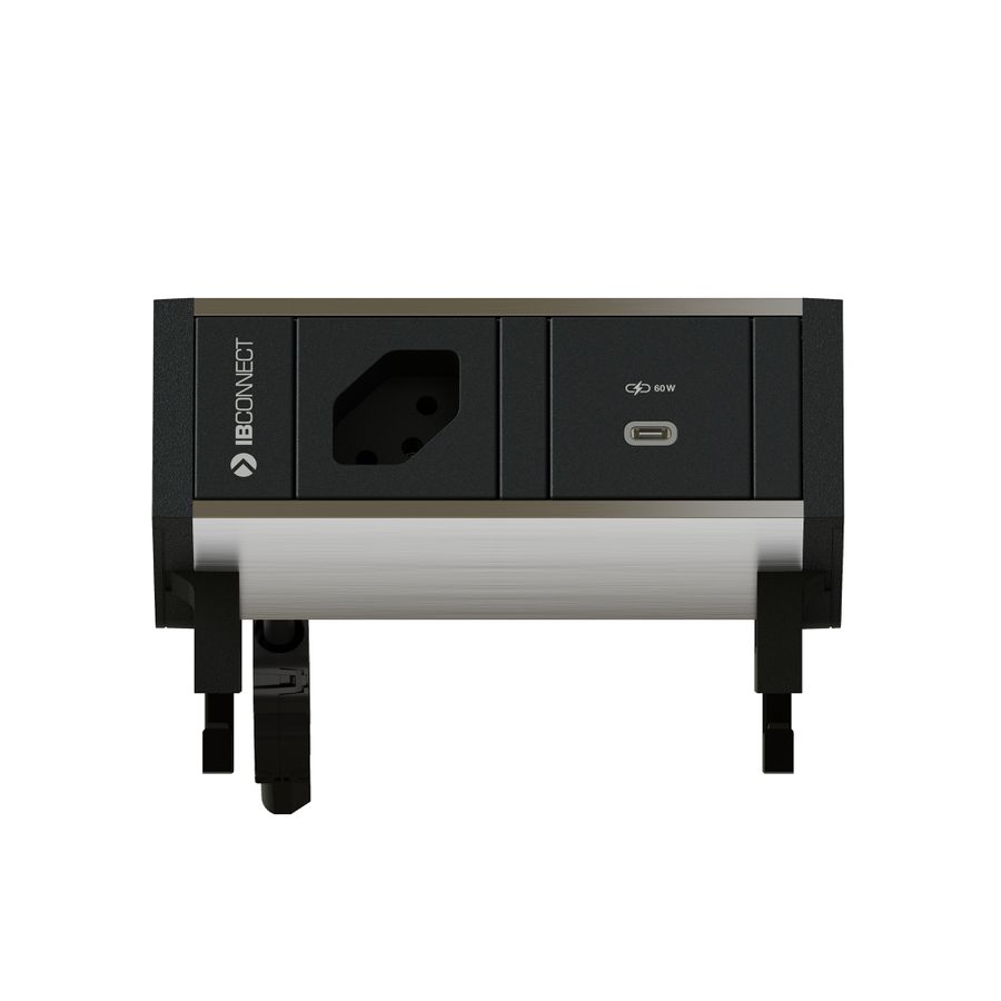 SUPRA bloc multiprise anodisé 1x type 13 1x USB-C 60W