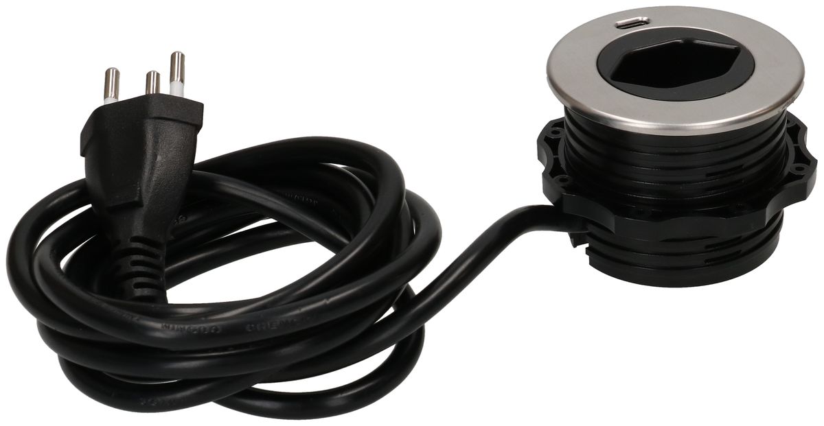 SOLO Steckdoseneinheit Edelstahl 1x Typ 13 1x USB-C