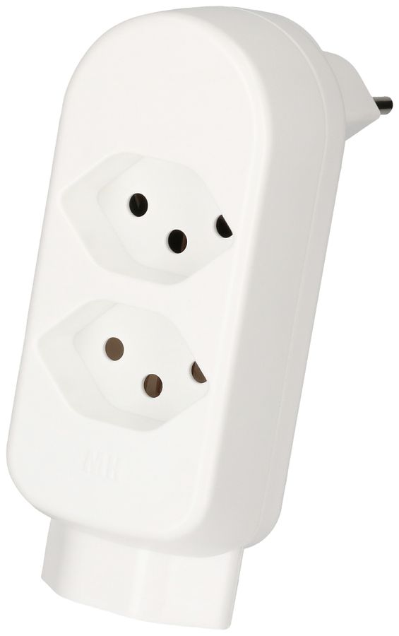 Abzweigstecker ADAPT 2+1x Typ 13 weiss drehbar Green+Fair