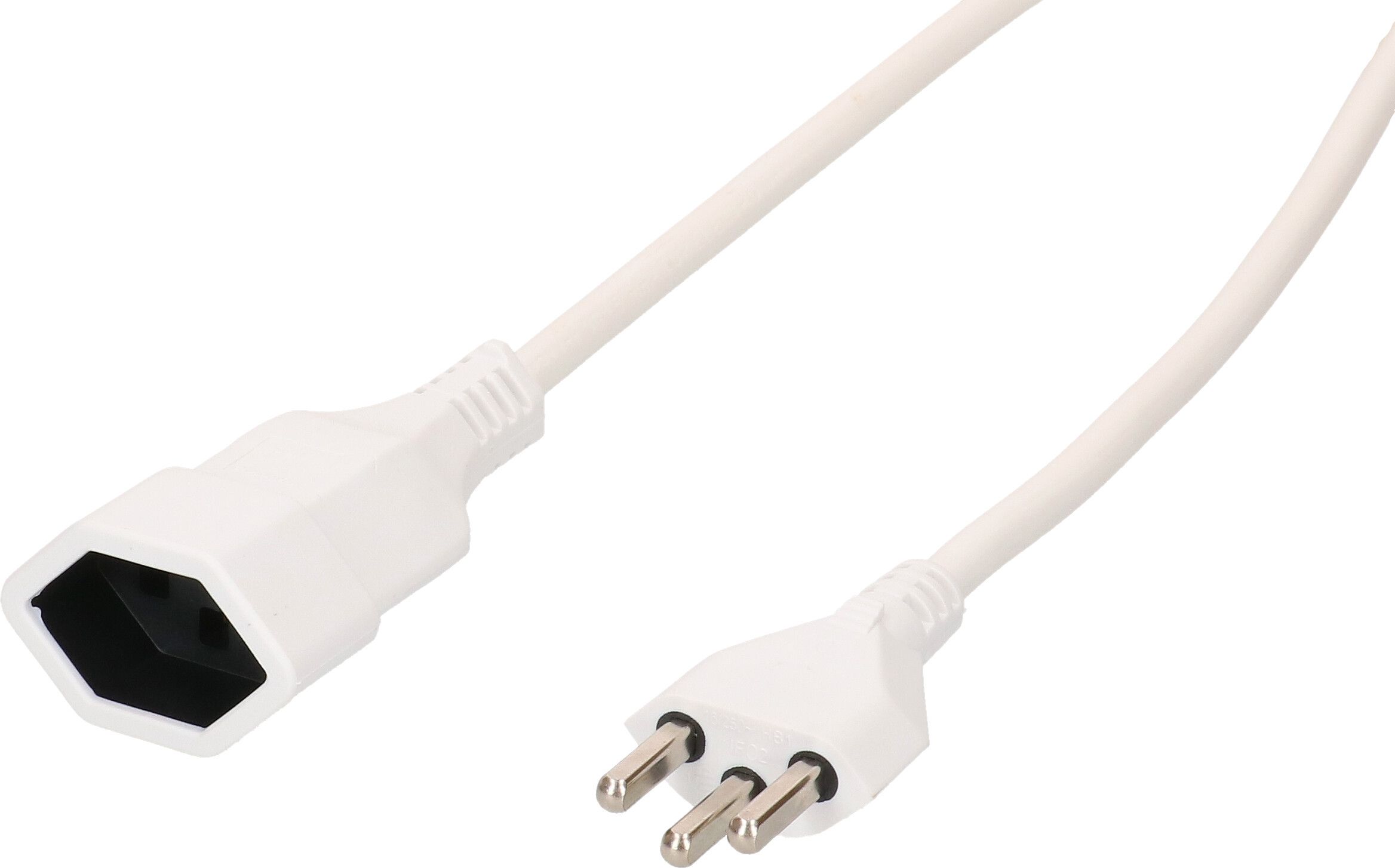 Rallonge TD H05VV-F3G1.5 2m blanc type 23 / type 23