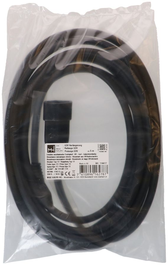 GDV-Verlängerung H07RN-F3G1.5 5m schwarz Typ 12 / Typ 13