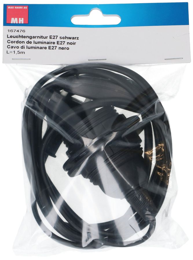 garniture d'éclairage E27 noir L=2.0m