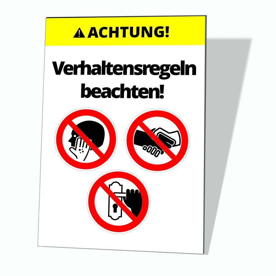 Warntafel -Verhaltensregeln beachten
