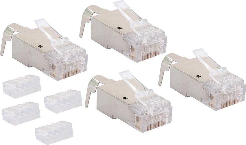 fiche réseau RJ45 Cat. 6a/Cat. 7 argenté/gris 4 pièces