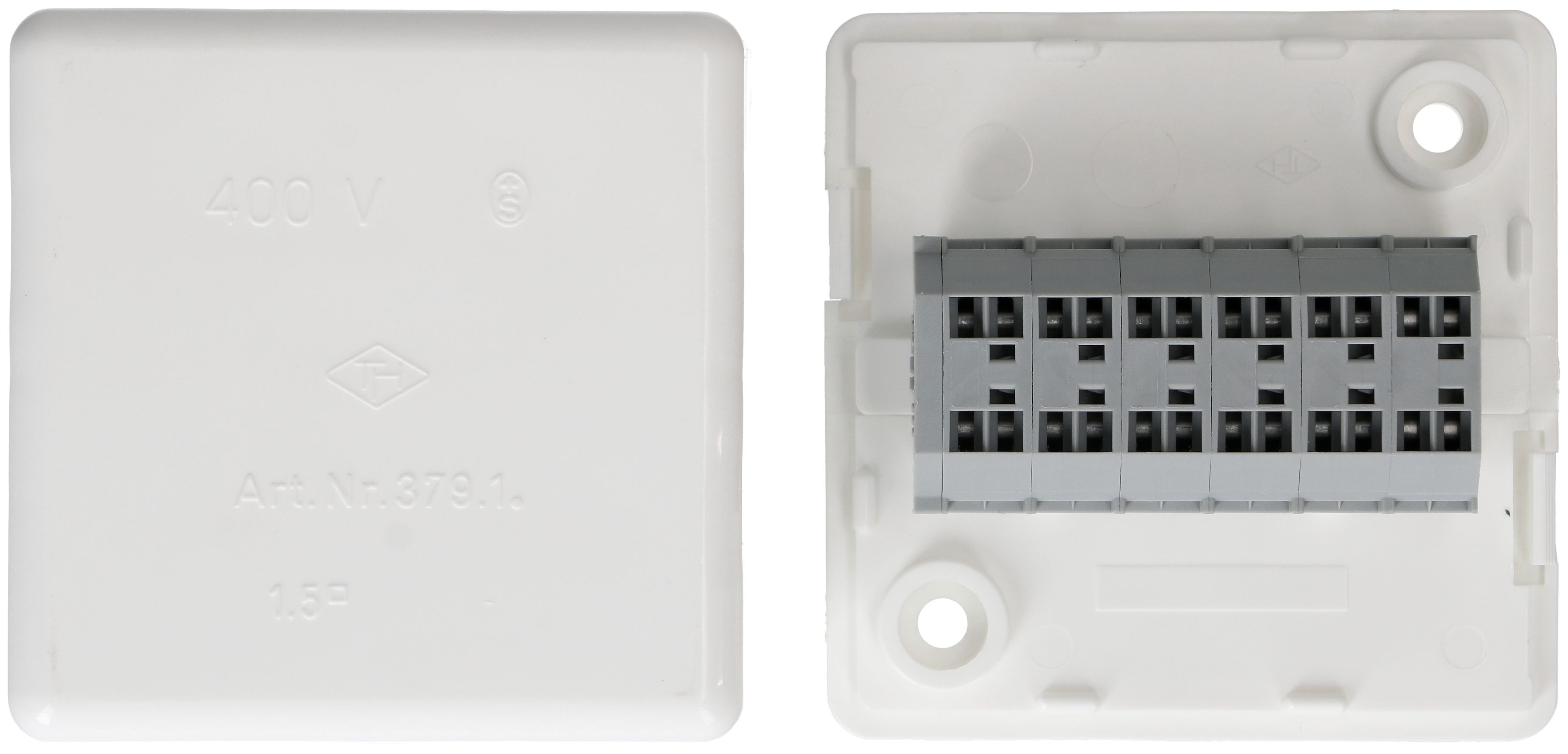 boîte de dérivation 66x66x30mm AP TH borne 6x1.5mm2 400V IP20 bc