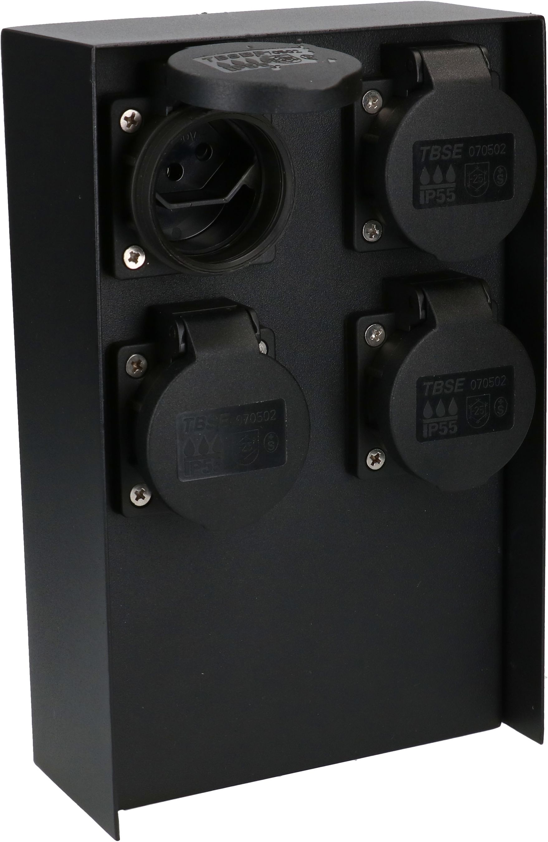 colonne de prises de jardin 4x type 13 IP55 acier noir mat