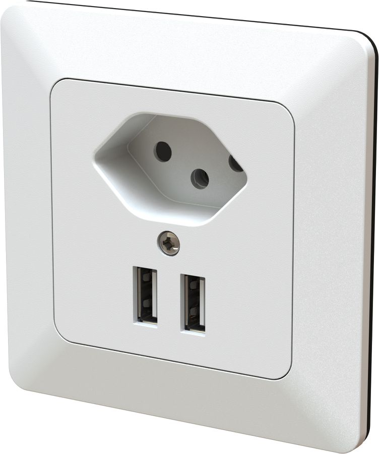 petite combinaison type 13 / USB-A+A 2.4A/5VDC ENC priamos blanc