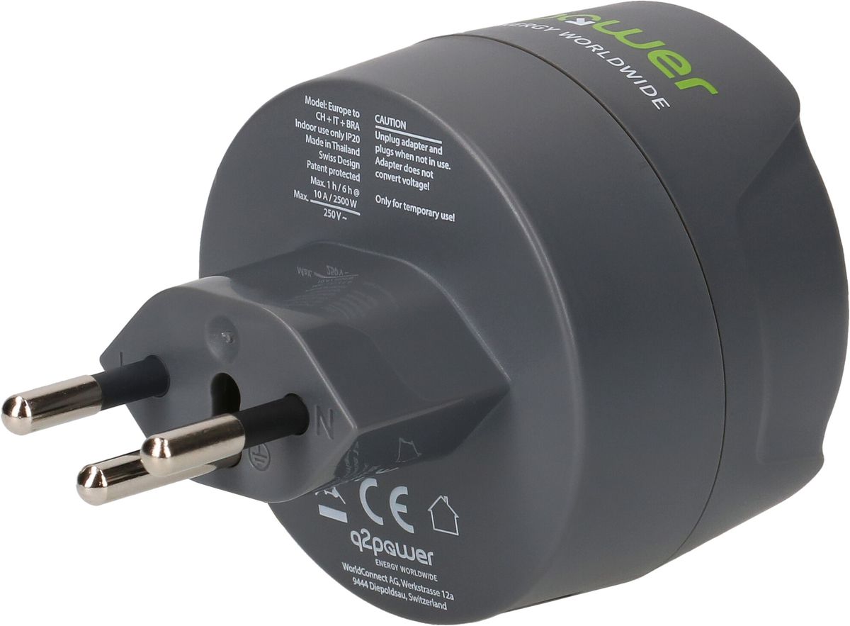 Q2 Power Adaptateur Europe CH+IT+BRA