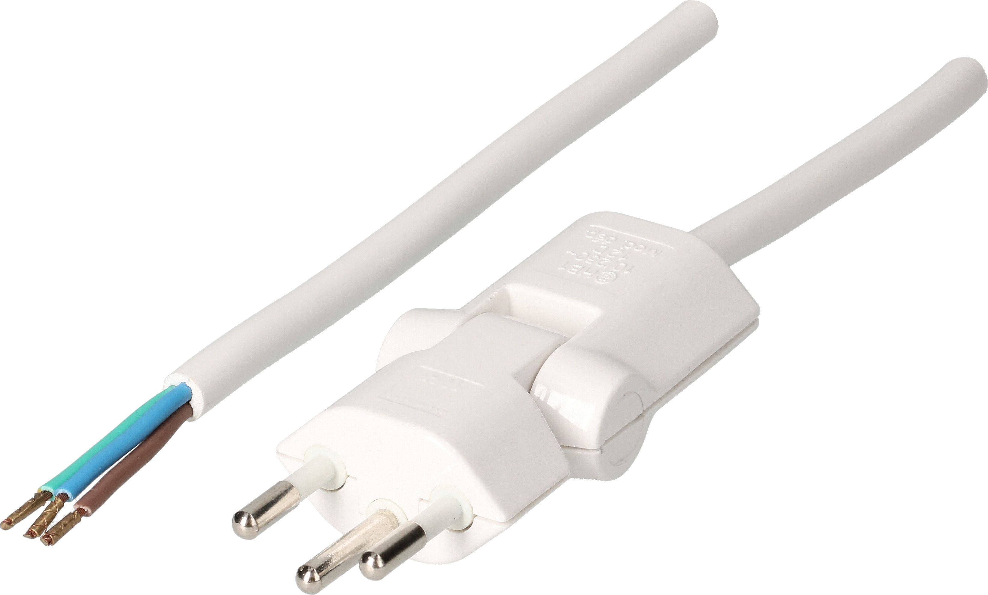 TD-Netzkabel H05VV-F3G1.0 5m weiss clip-clap Typ 12