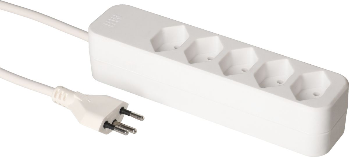 multiprise Swiss Line 5x type 13 blanc 5m