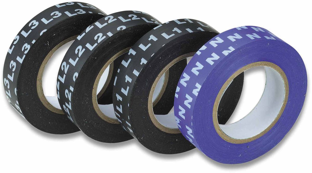 Ruban isolant pour marquage de phase noir impression L3 15mmx10m