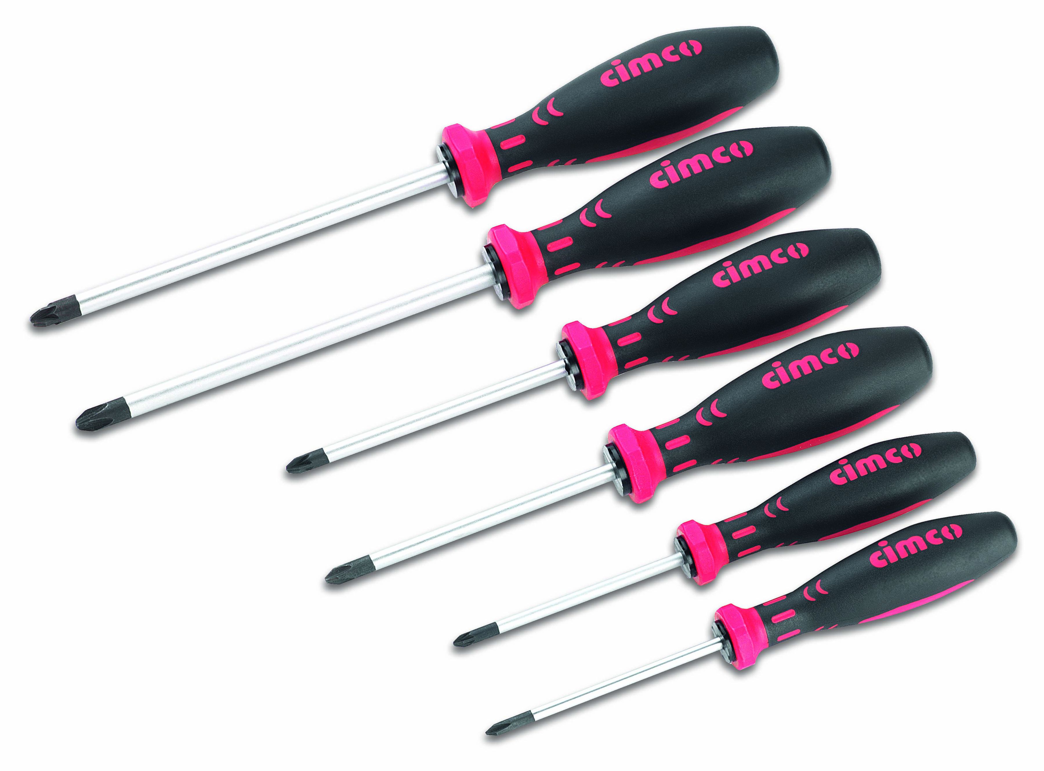 Assortiment de tournevis cruciformes 6 pièces Phillips+Pozidriv