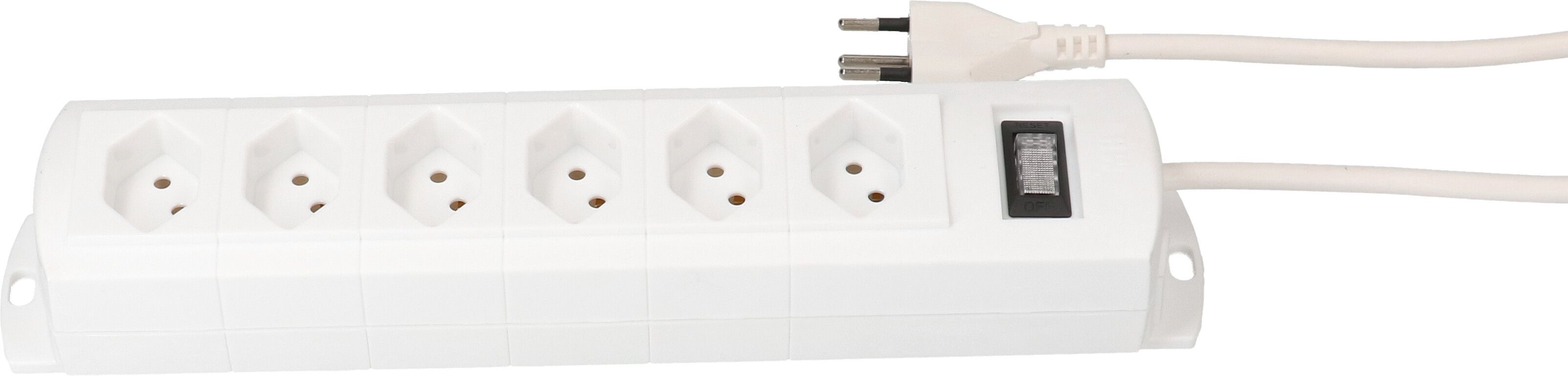 multiprise Prime Line 6x type 13 blanc interrupteur 3m