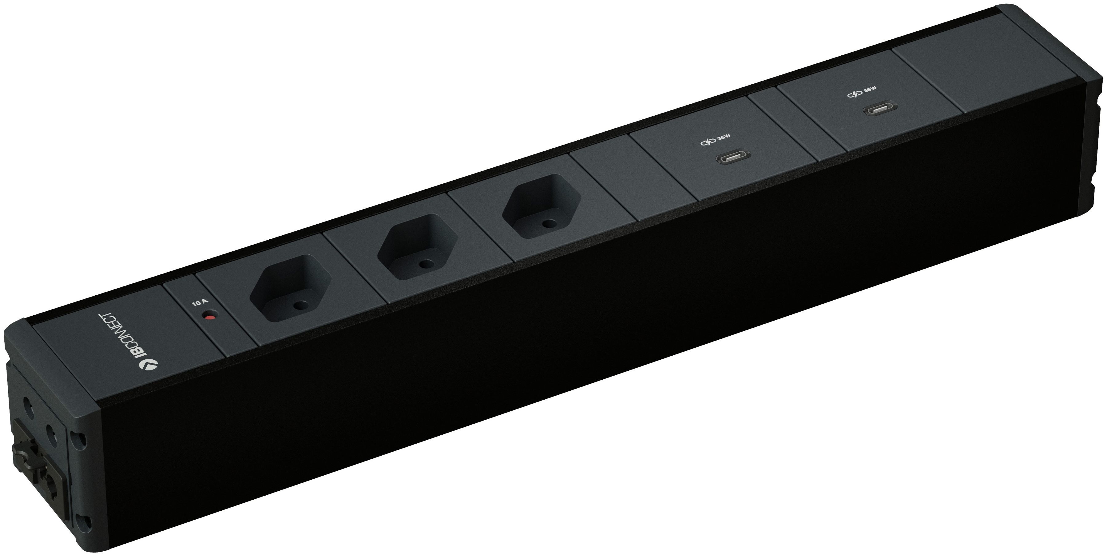 CUBO bloc multiprise noir 3x type 13 2x USB-C 36W aimant