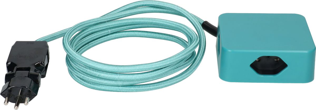 multiprise Cube 4x type 13 turquoise / noir 2m clip-clap
