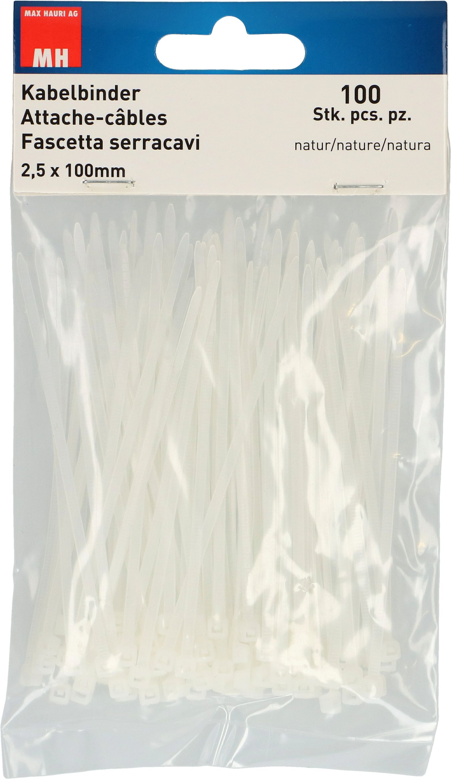 attache câbles nature 2.5x100mm / 100 pièces