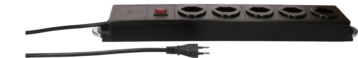 multiprise Power Line 5x type 13 noir/noir interrup. 1.5m aimant