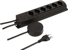 multiprise Prime Line 4+2x type 13 noir interr. ext. aimant 5m