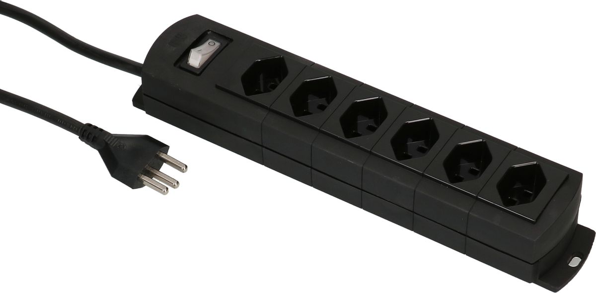 multiprise Prime Line 6x type 23 noir interrupteur 3m