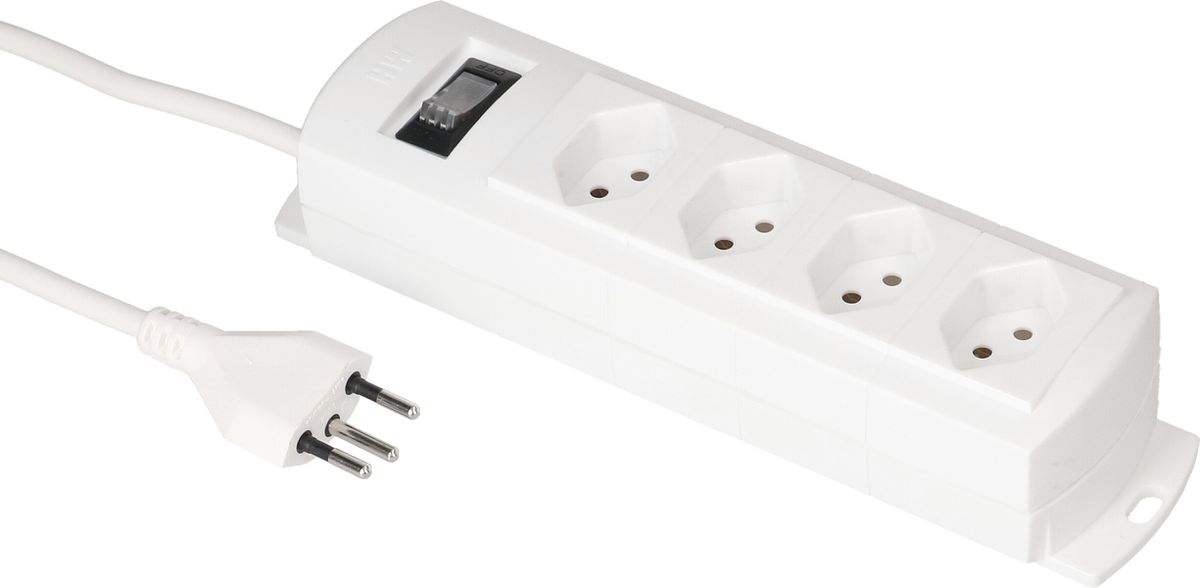 multiprise Prime Line 4x type 13 blanc interrupteur 5m