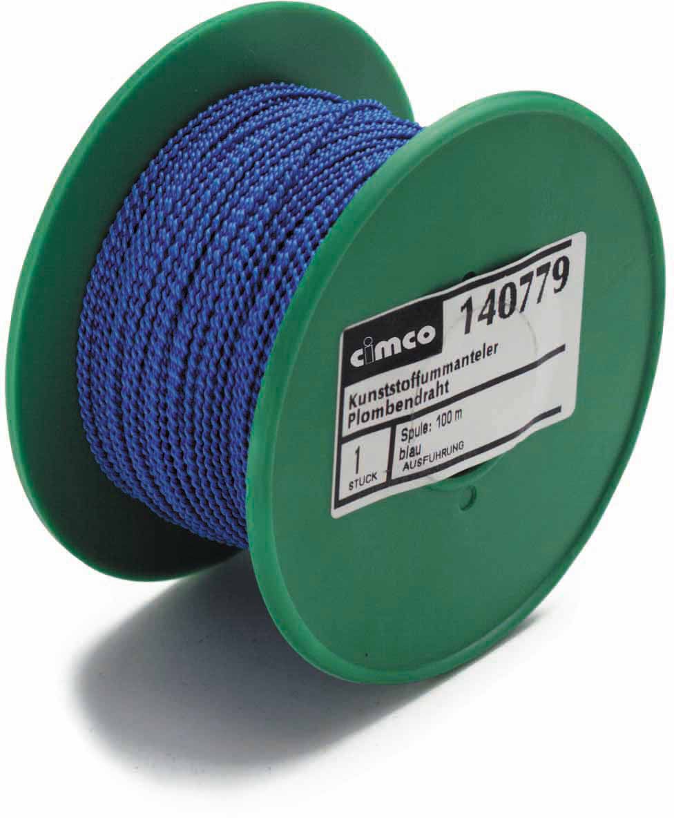 Fil de plombage gainé de plastique bobine de 100m bleu