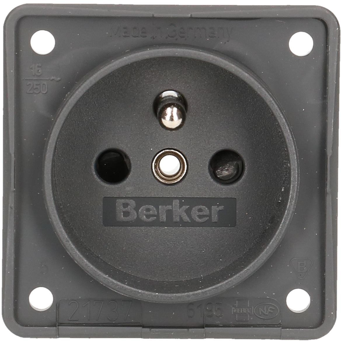 prise 1x type E appareil + plaque frontale BS Berker Integro ant.