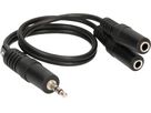 câble audio adaptateur Y stéréo fiche/prise jack 0.2m noir