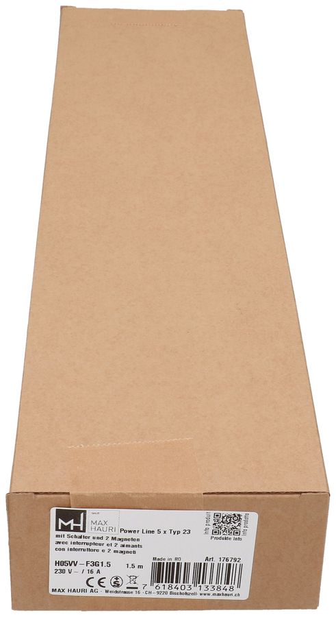 multipresa Power Line 5x tipo 23 nero/nero interrut. 1.5m magnete