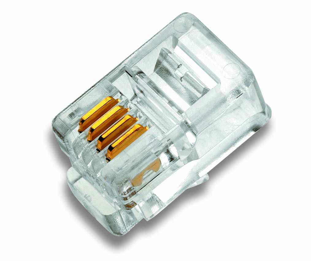 Conn. modul.RJ10 4/4 non blindé conducteur plat câble plat/rond