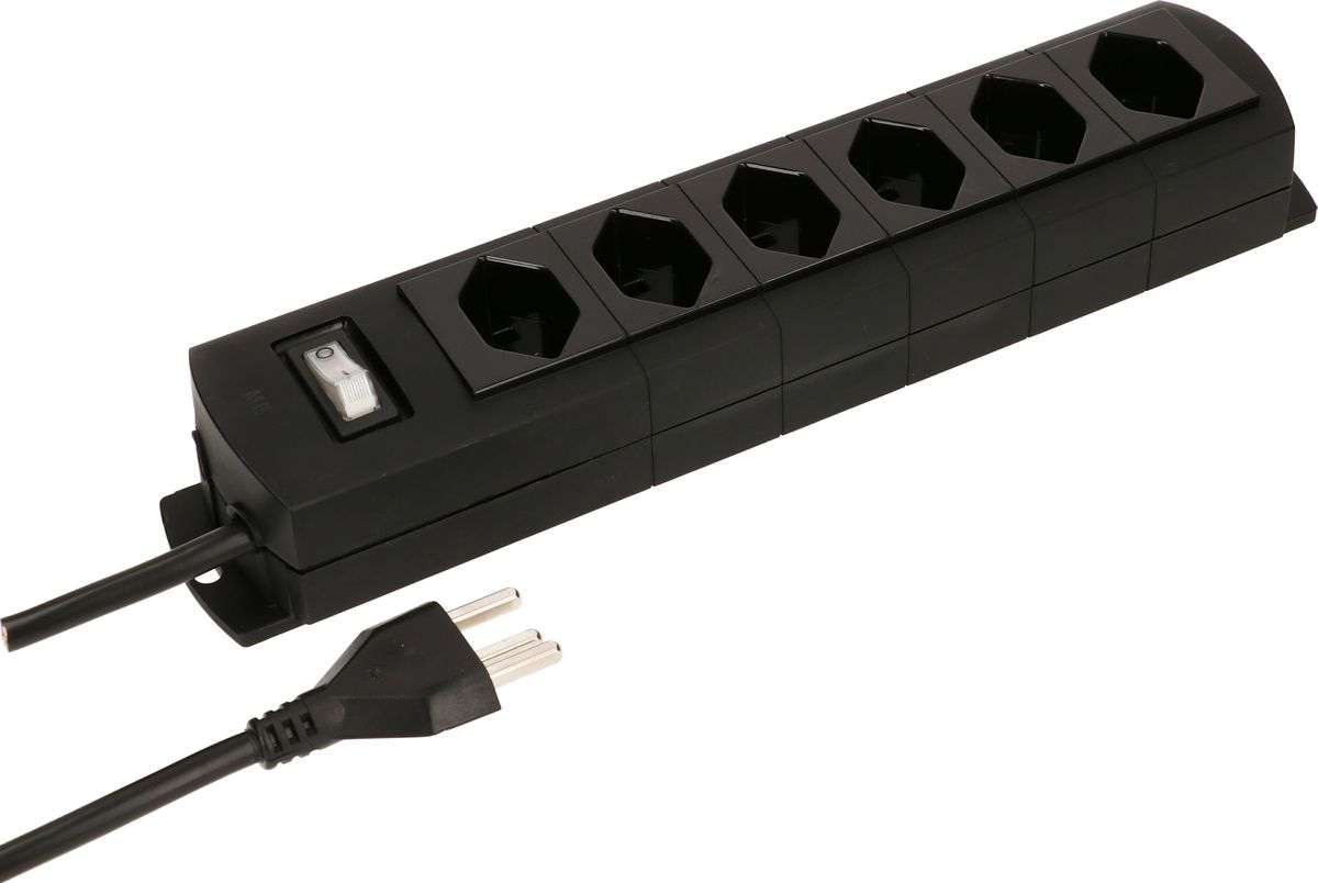 multiprise Prime Line 6x type 23 noir interrupteur 3m