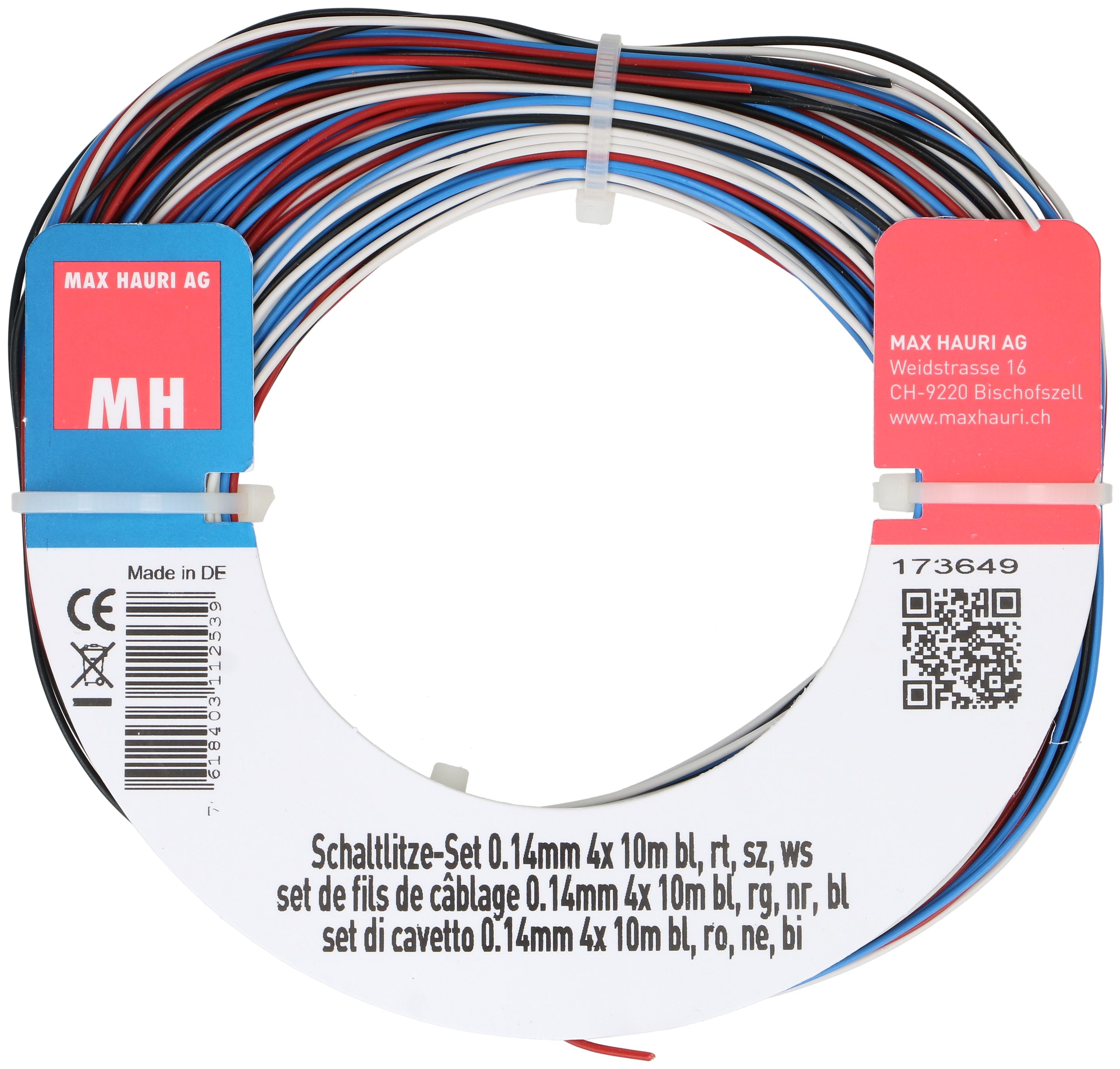 set de fils de câblage 0.14mm2 4x 10m bl/rg/nr/bl